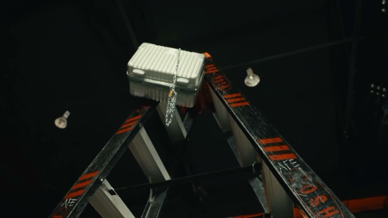 The prize case rigged above the game show floor